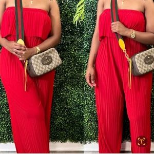 Red tube top jumpsuit SKU04